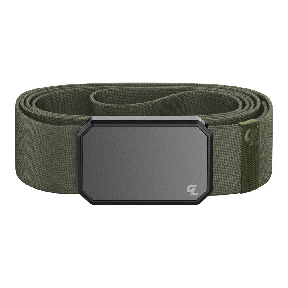 Olive Belt with Gun Metal Magnetic Buckle B1-003-OS