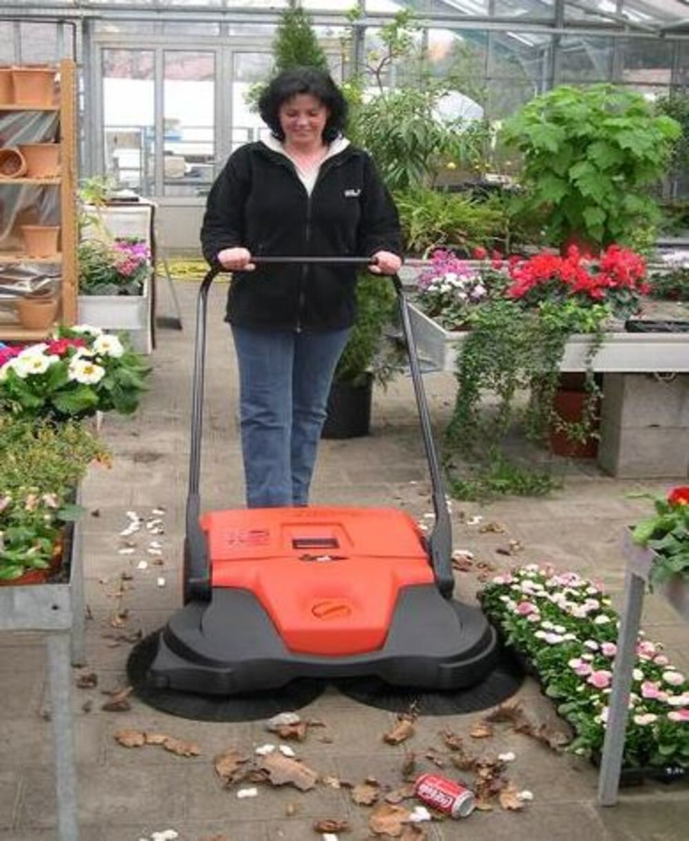 38 inch Triple Brush Battery Powered Push Sweeper HAAGA 697