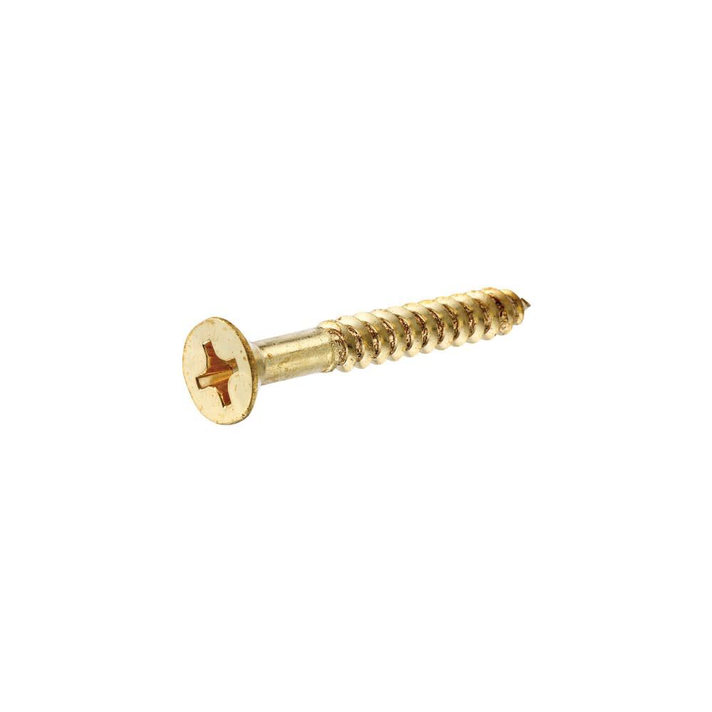 #10 x 1in Brass Flat Head Phillips Wood Screw 100pk HF385750