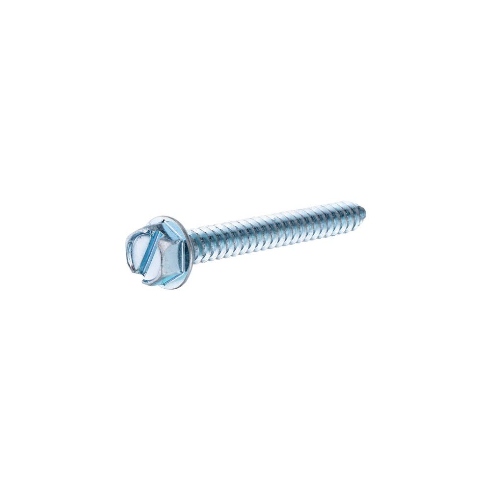 #14 x 2in Zinc Slotted Hex Head Sheet Metal Screw 100pk HF70343