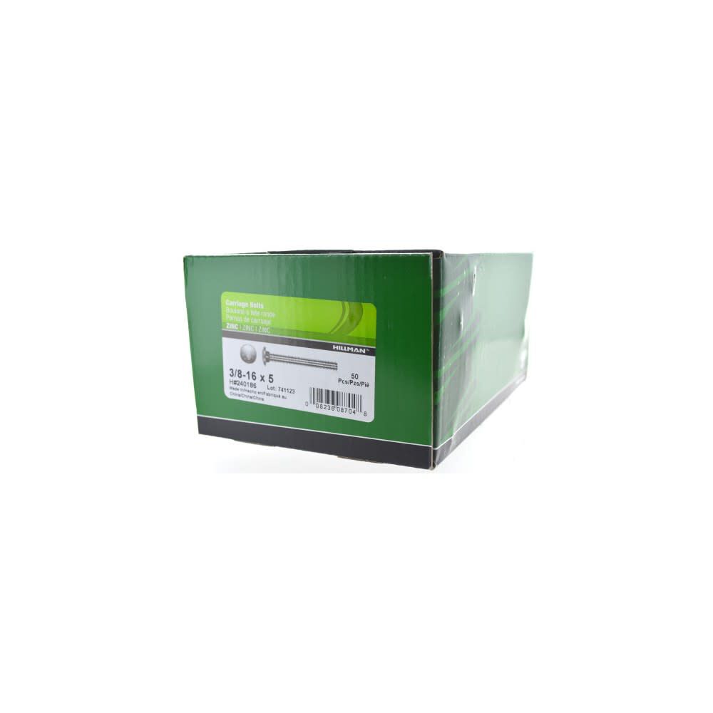 3/8-16 x 5in Zinc Carriage Bolt 50pk HF240186