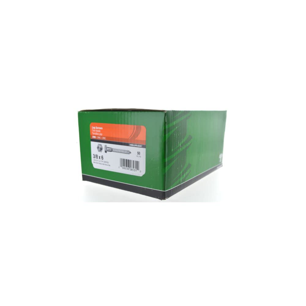 3/8-16 x 6in Zinc Hex Lag Screw 50pk HF230107