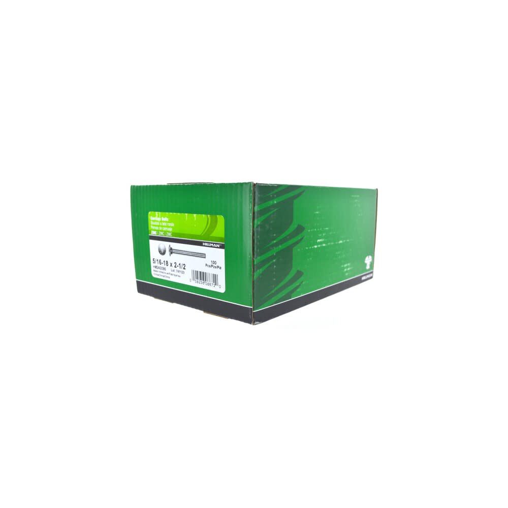 5/16-18 x 2 1/2in Zinc Carriage Bolt 100pk HF240096