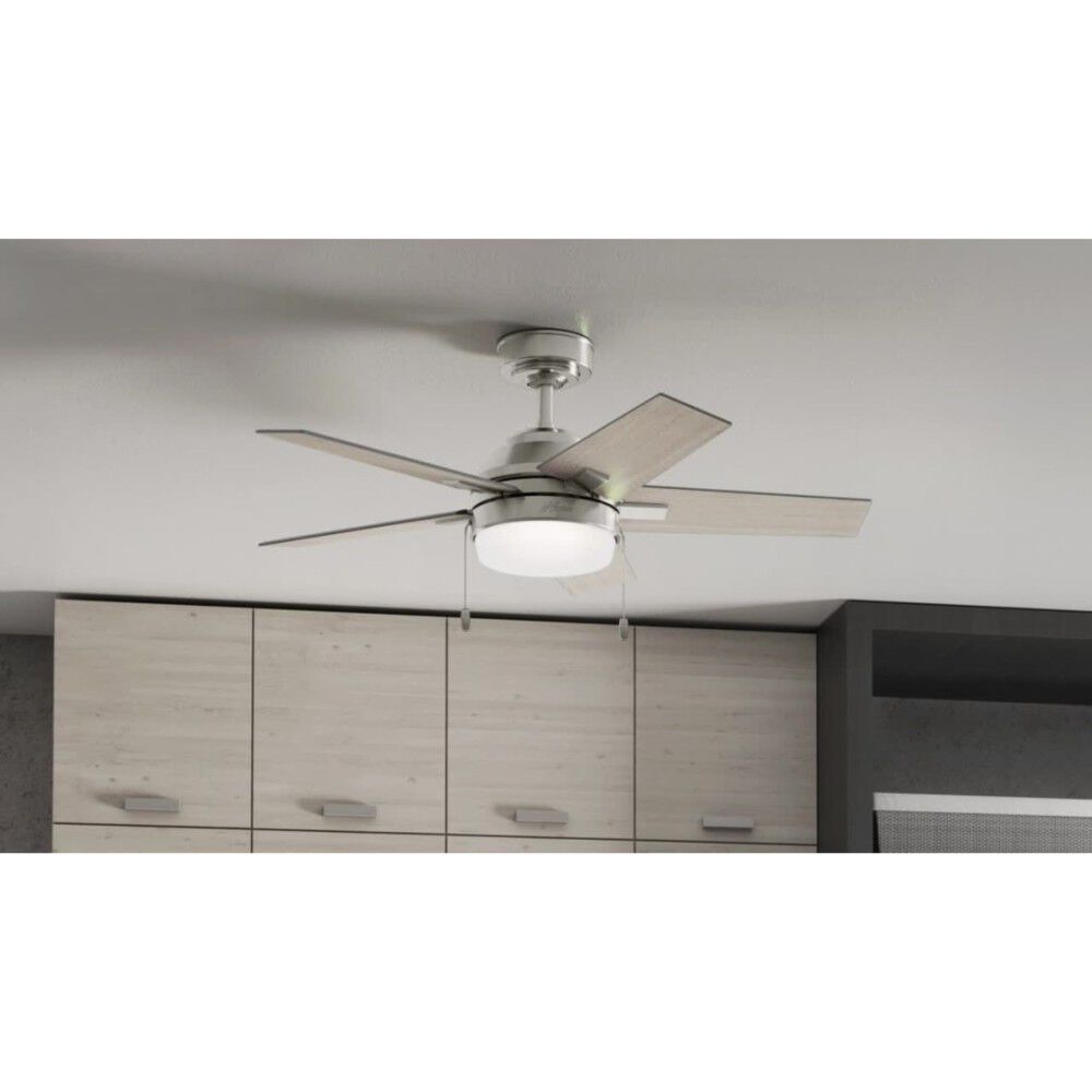 Barlett Ceiling Fan 44in Brushed Nickel Light Gray Oak 51839
