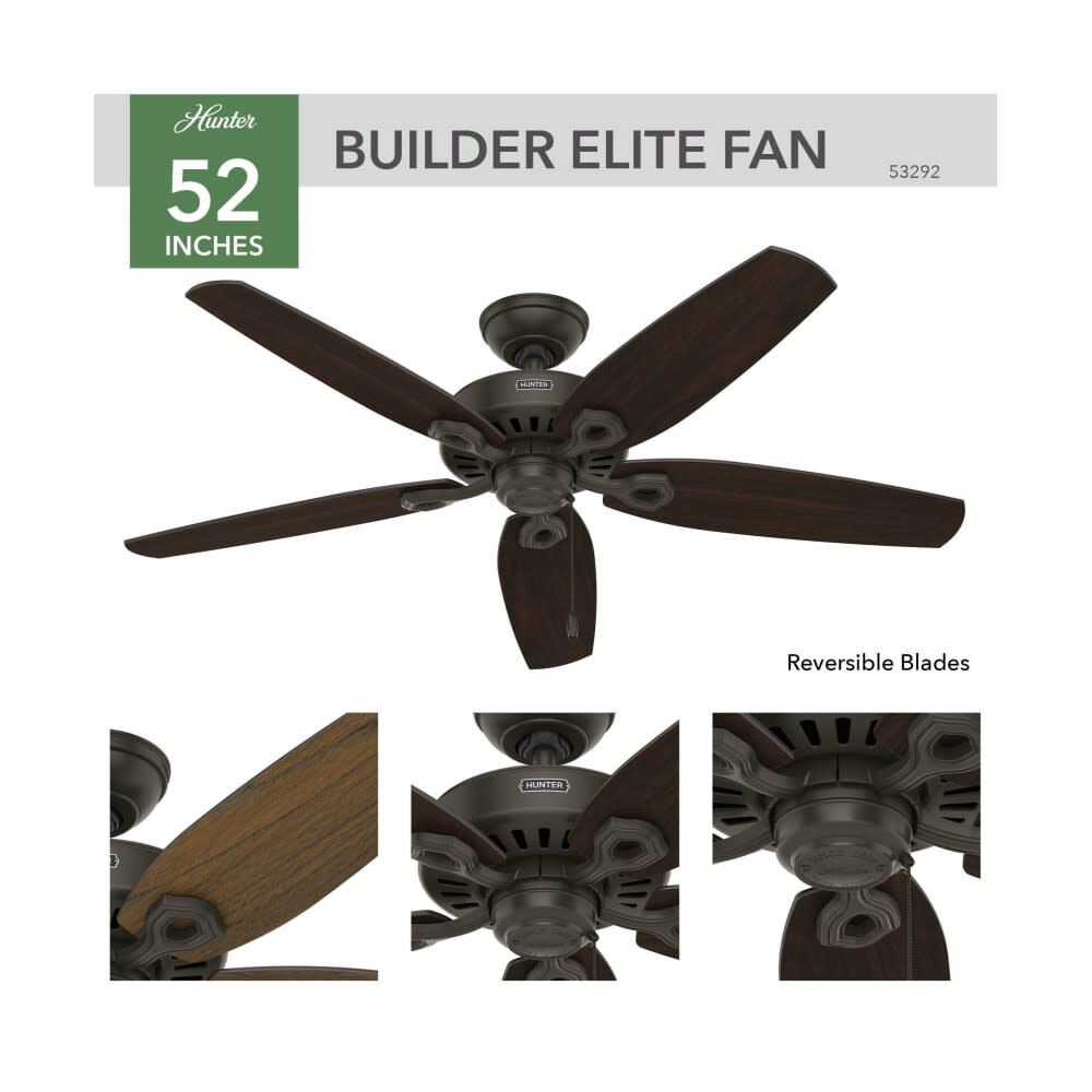 Builder Elite Ceiling Fan 52in New Bronze Stained Oak 53292