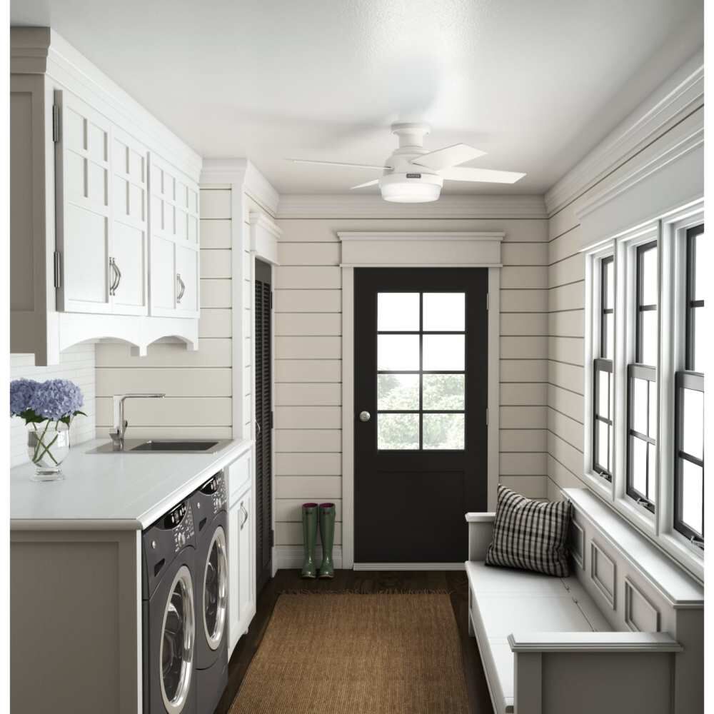 Dempsey Ceiling Fan 44in Fresh White Blonde Oak/White 59244