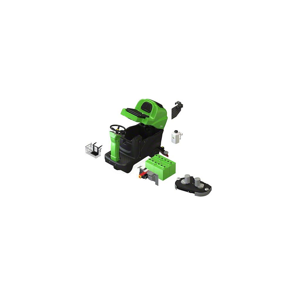 21 in 22 Gallon Smallest Ride-On Floor Scrubber CT80 CT80BT55-OBCB-155