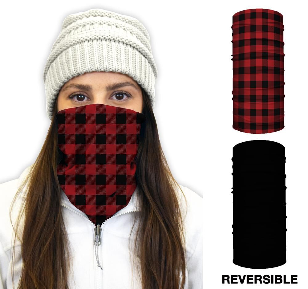 Thermal Face Guard Reversible Red Plaid and Black Pattern TH-REDPLAID