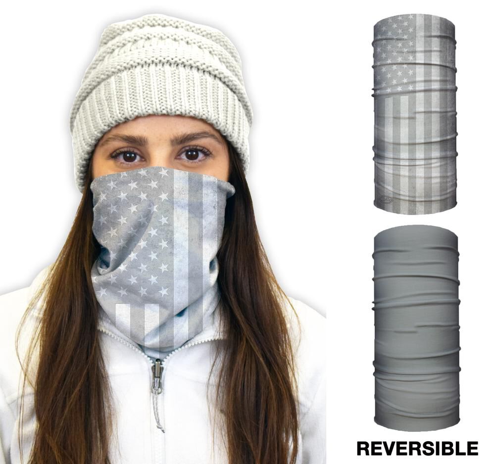 Thermal Face Guard Reversible White USA Flag and Grey Pattern TH-USAWHT