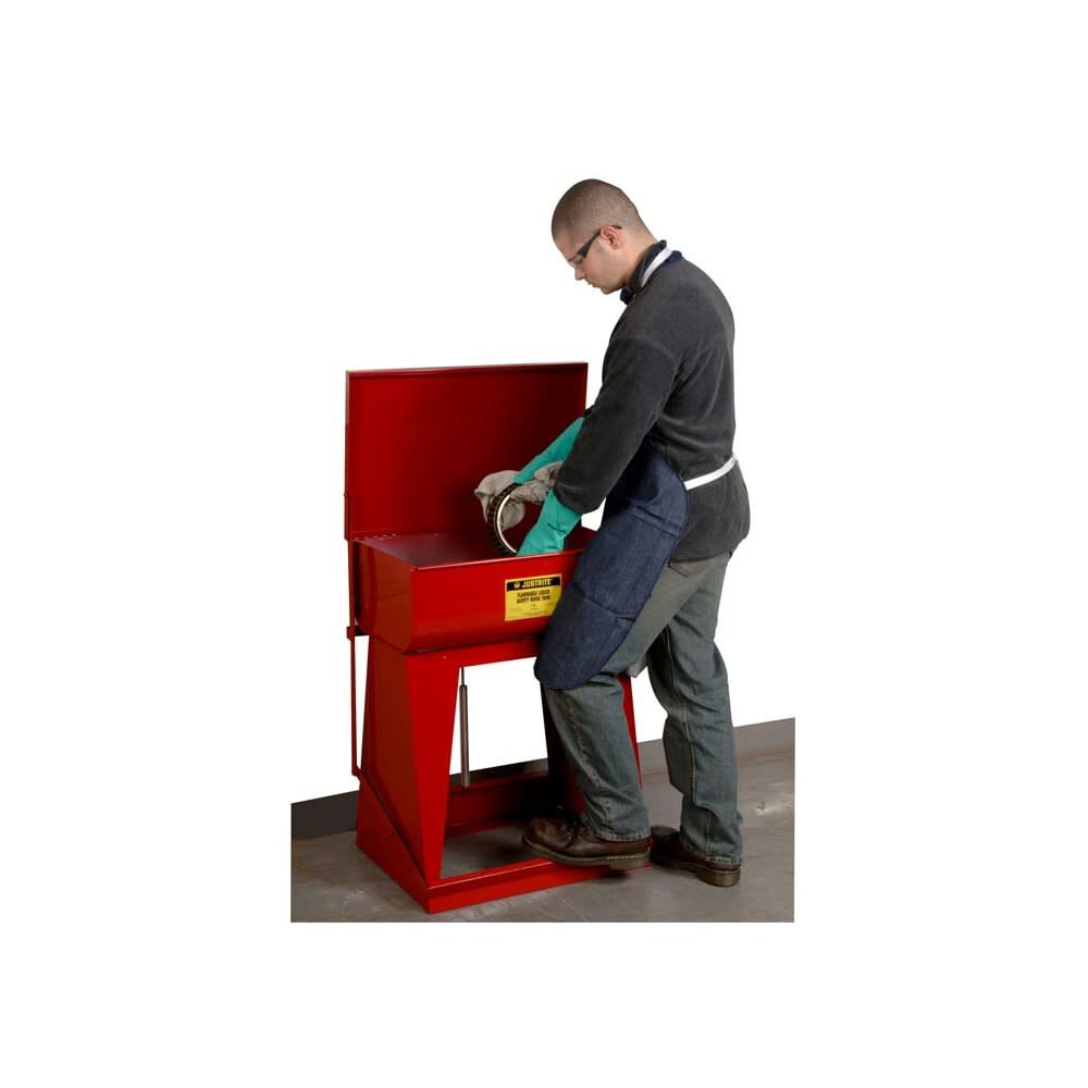 11 Gallon Red Steel Floor-Standing Self-Close Cover Rinse Tank 27110