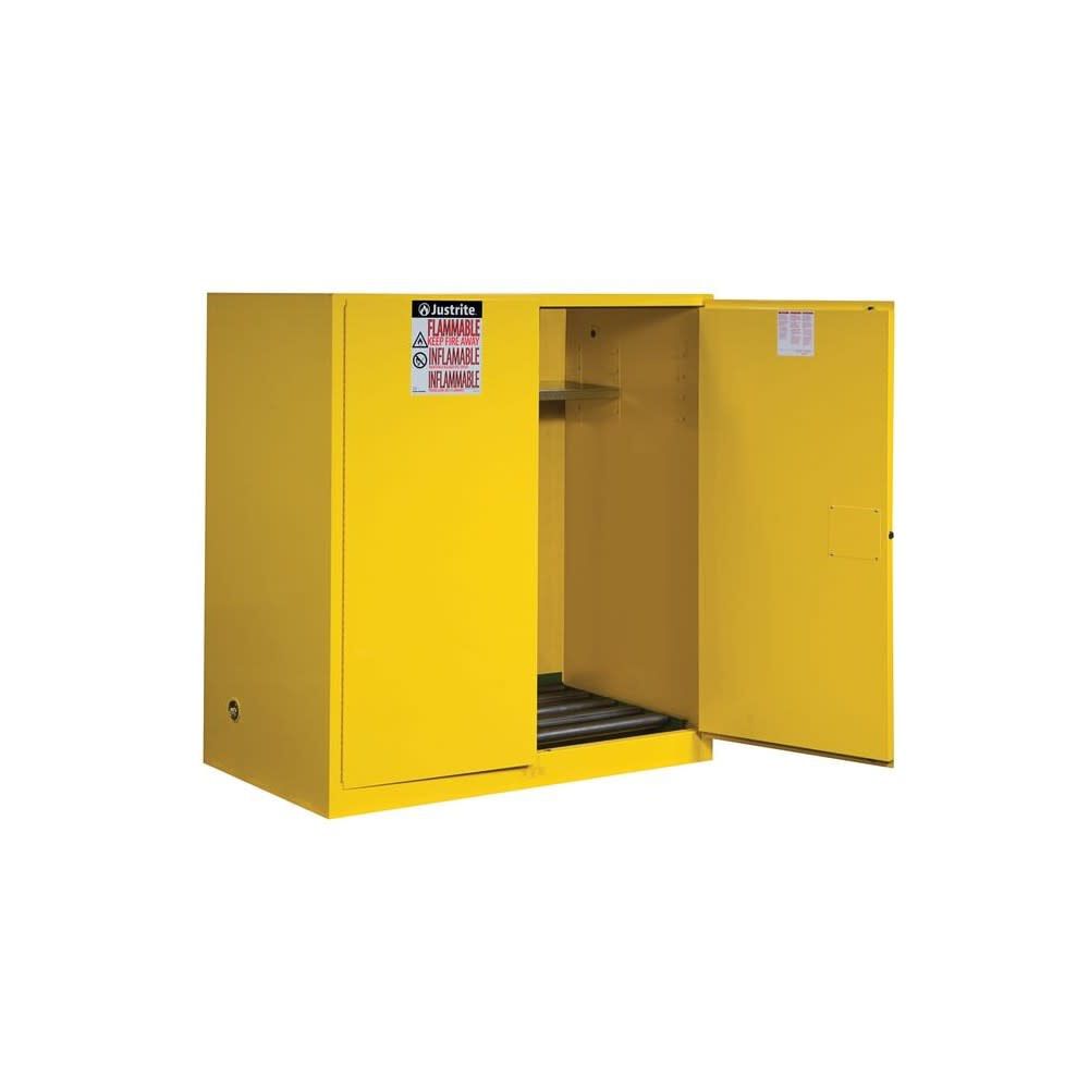 110 Gallon Yellow Steel Manual Close Cabinet with Drum Rollers 899160