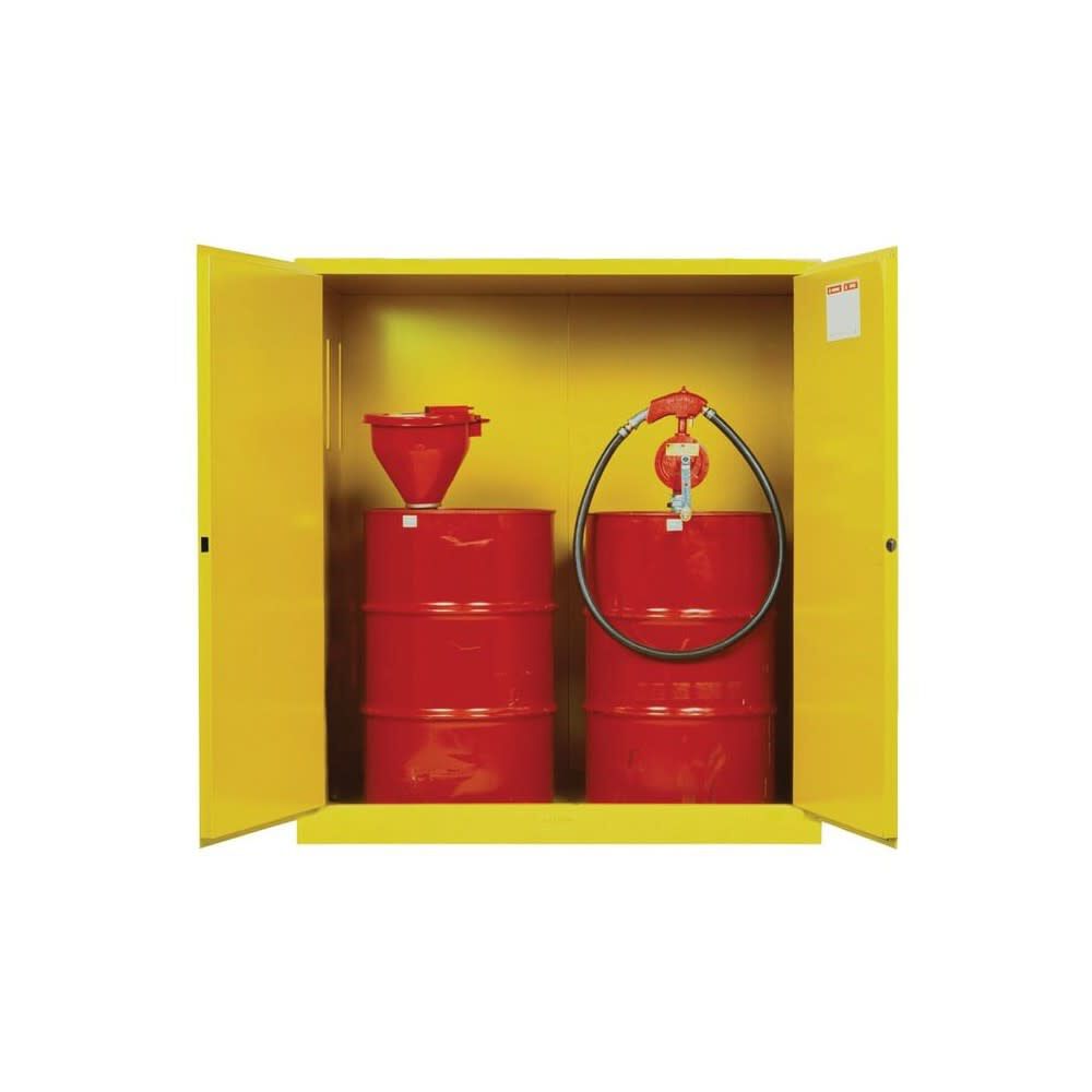 110 Gallon Yellow Steel Manual Close Cabinet with Drum Support 899100