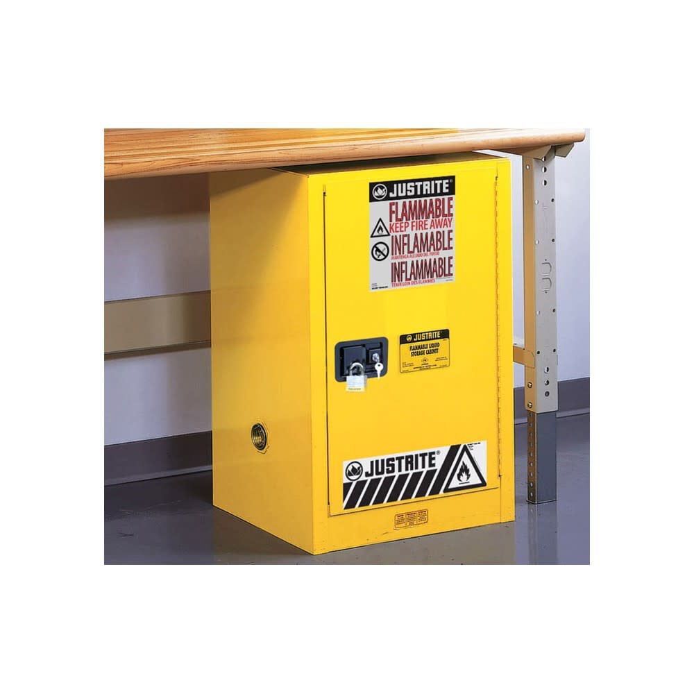 12 Gallon Yellow Steel Self Close Flammable Cabinet 891220