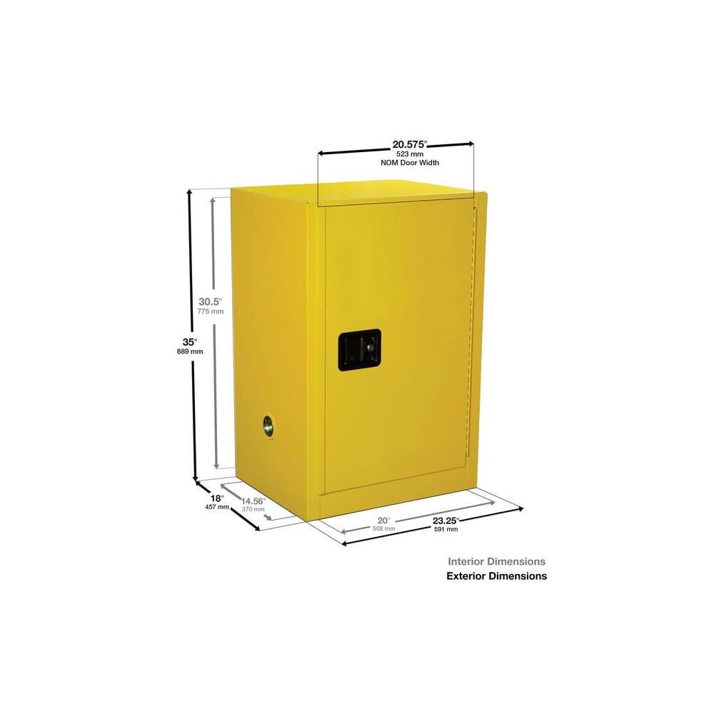12 Gallon Yellow Steel Self Close Flammable Cabinet 891220