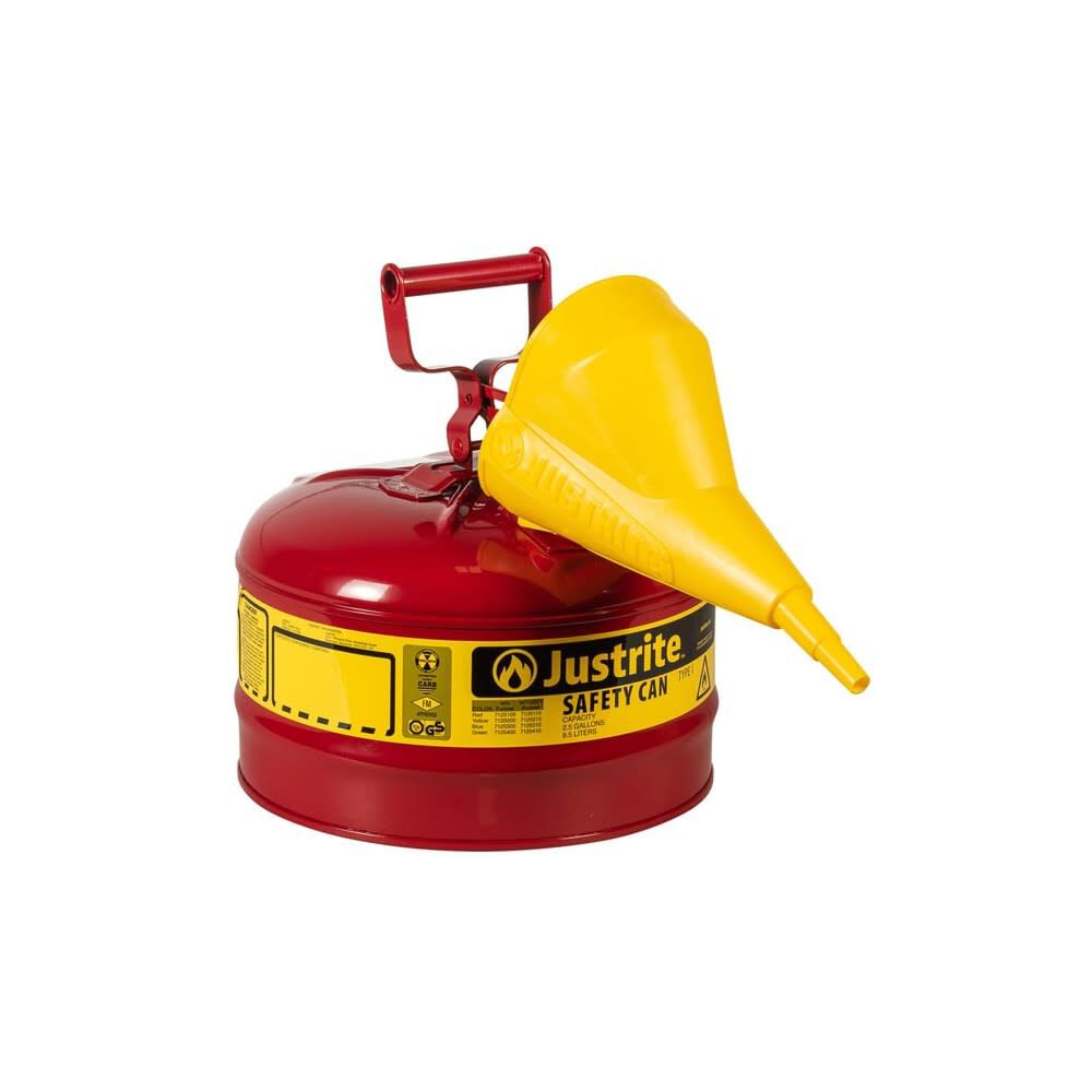2.5 Gal Steel Safety Red Gas Can Type I with Funnel 7125110
