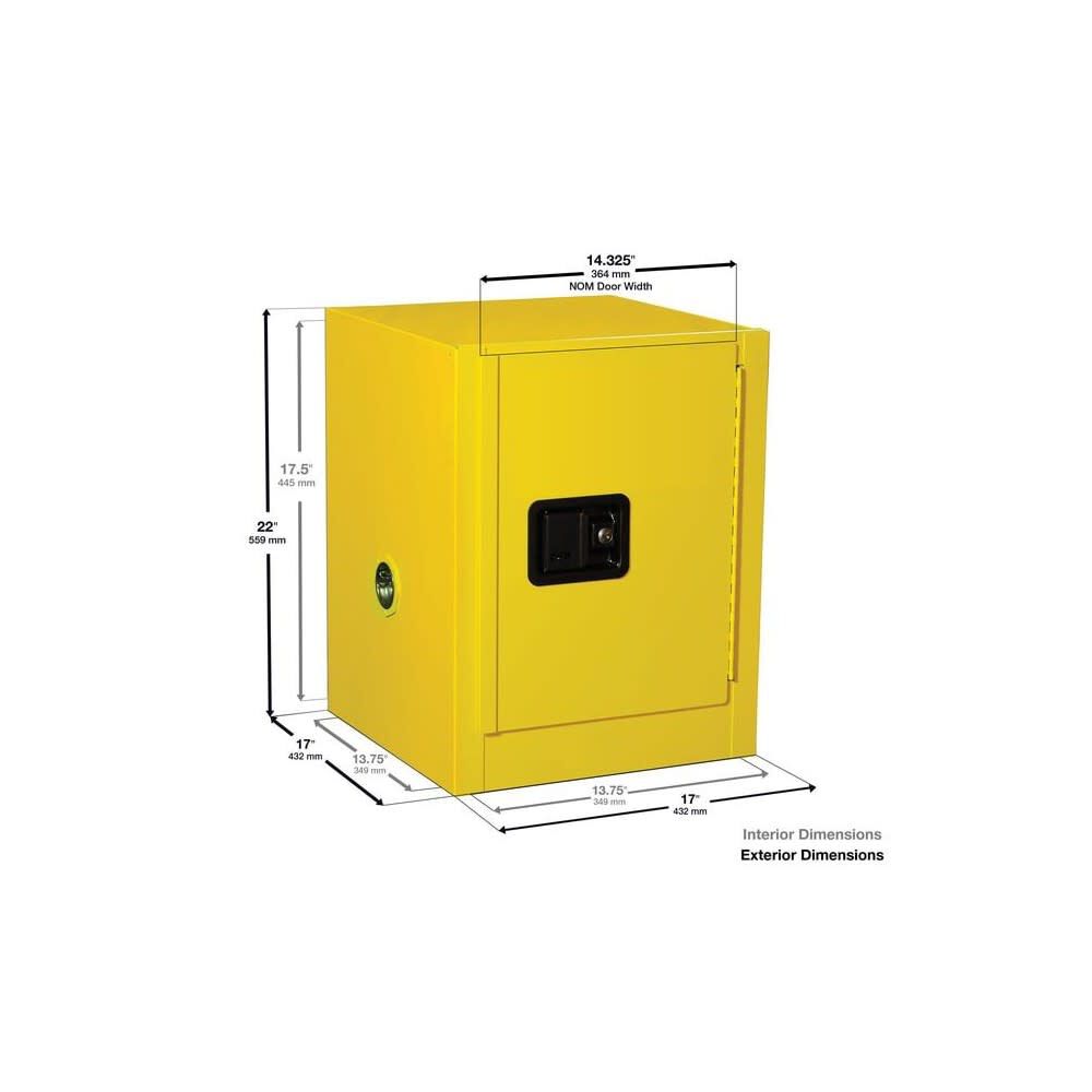 4 Gallon Yellow Steel Manual Close Flammable Cabinet 890400
