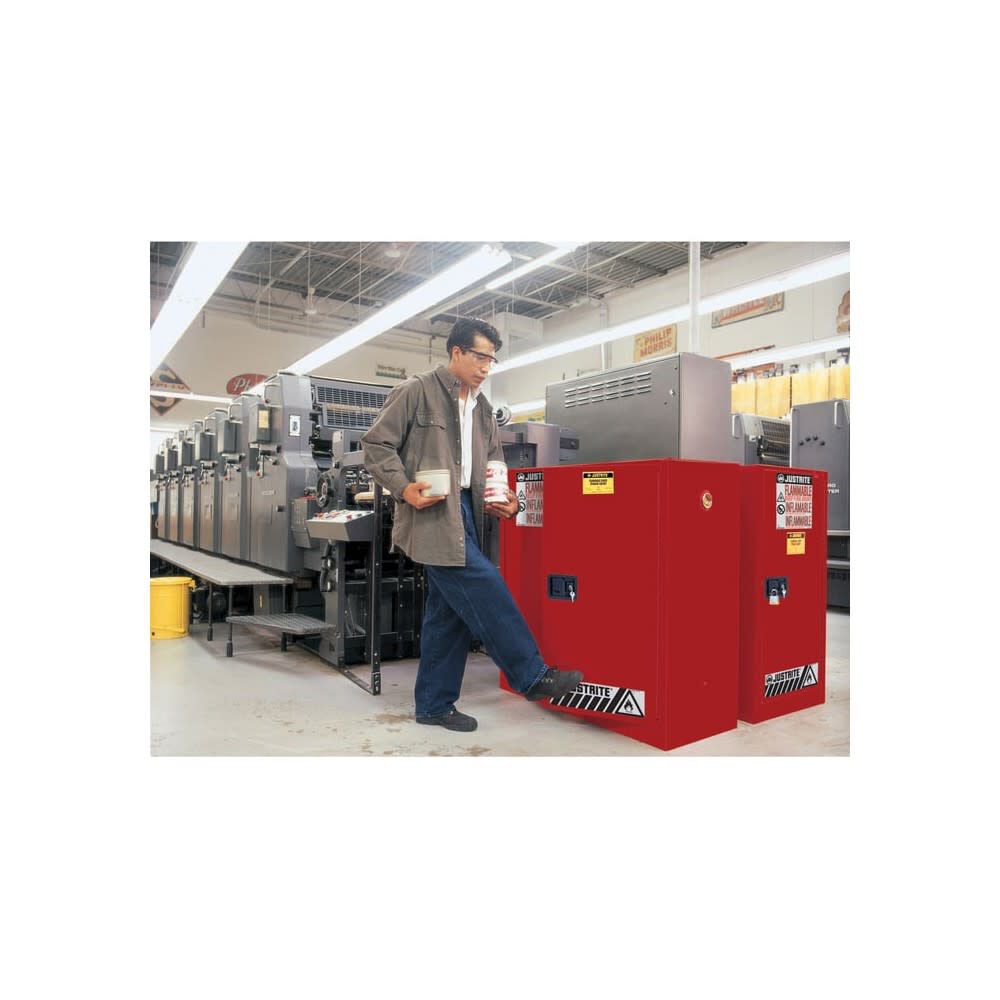 40 Gallon Red Steel Manual Close Paint Safety Cabinet 893011