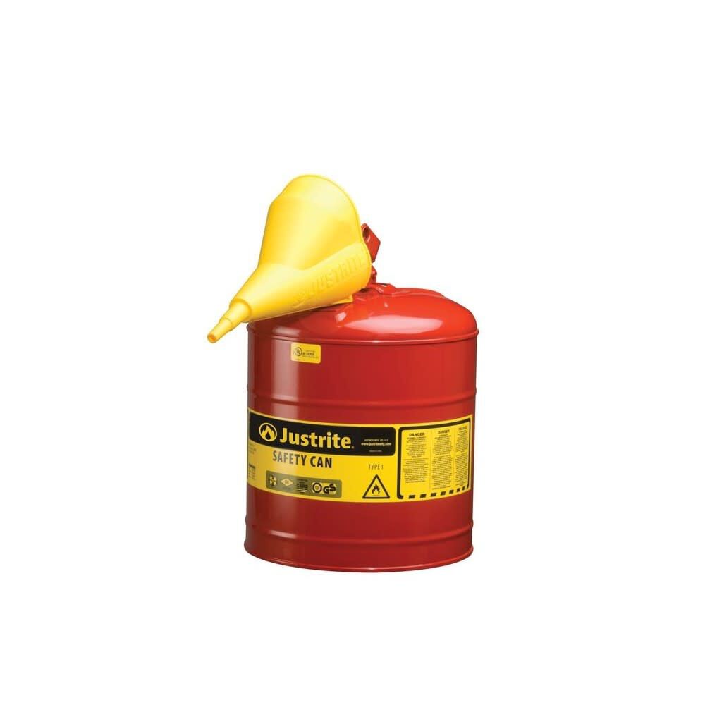 5 Gal Steel Safety Red Gas Can Type I with Funnel & Flame Arrester 7150110