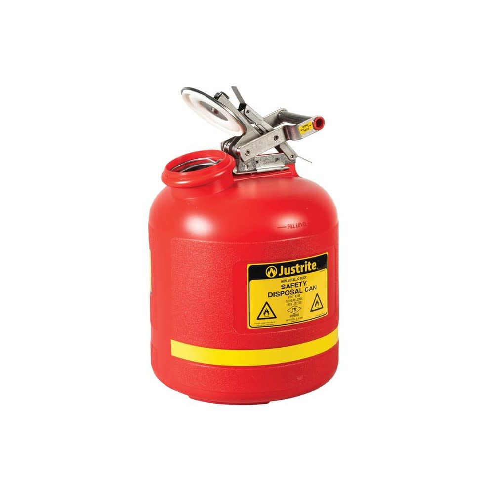5 Gallon Red Polyethylene Safety Can for Liquid Disposal 14765