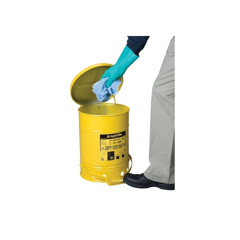 6 Gallon Yellow Steel Self-Closing Cover Oily Waste Can 9101