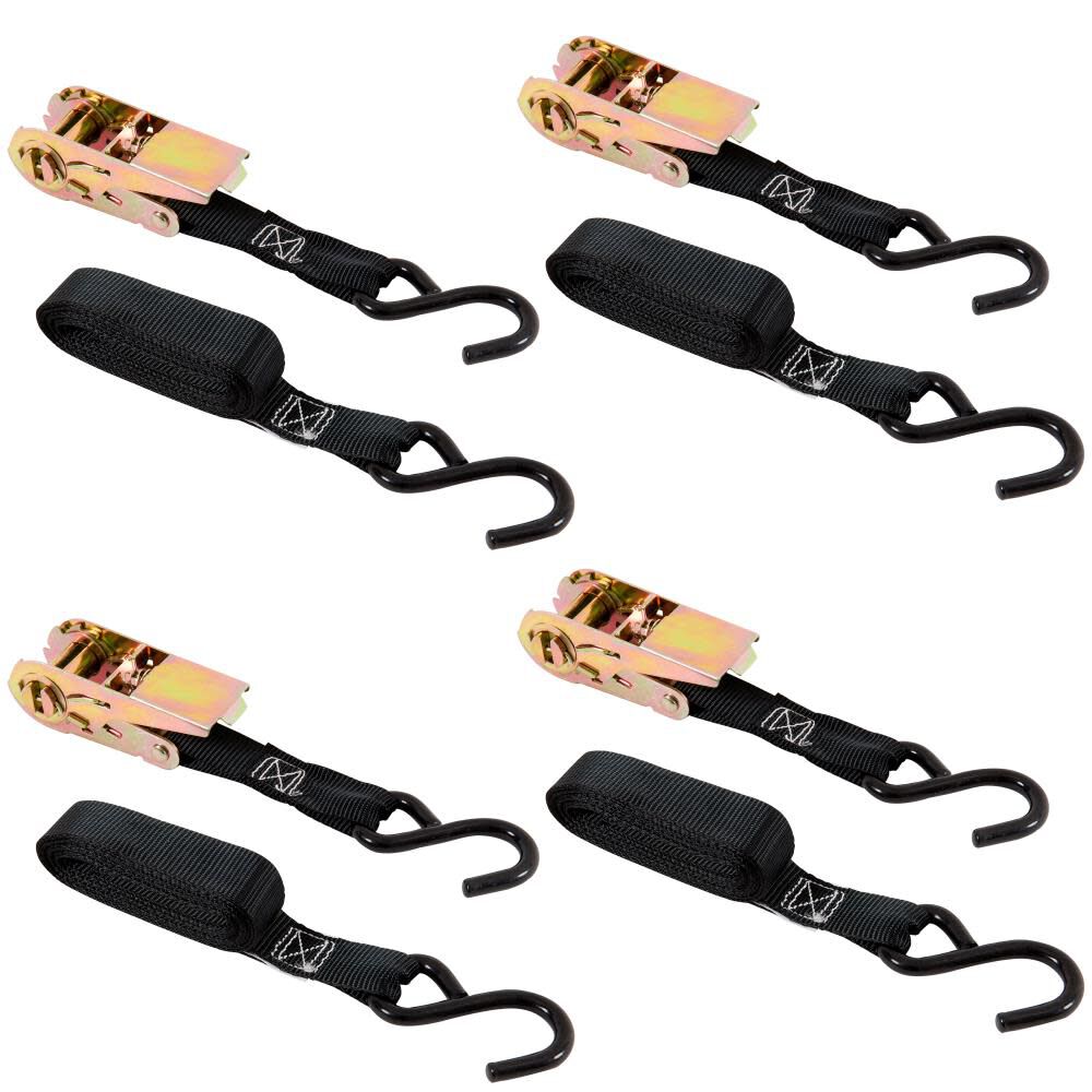 10Ft. x 1In. Ratchet Tie-Down 300Lb Capacity S Hooks (4pk) 05508-V