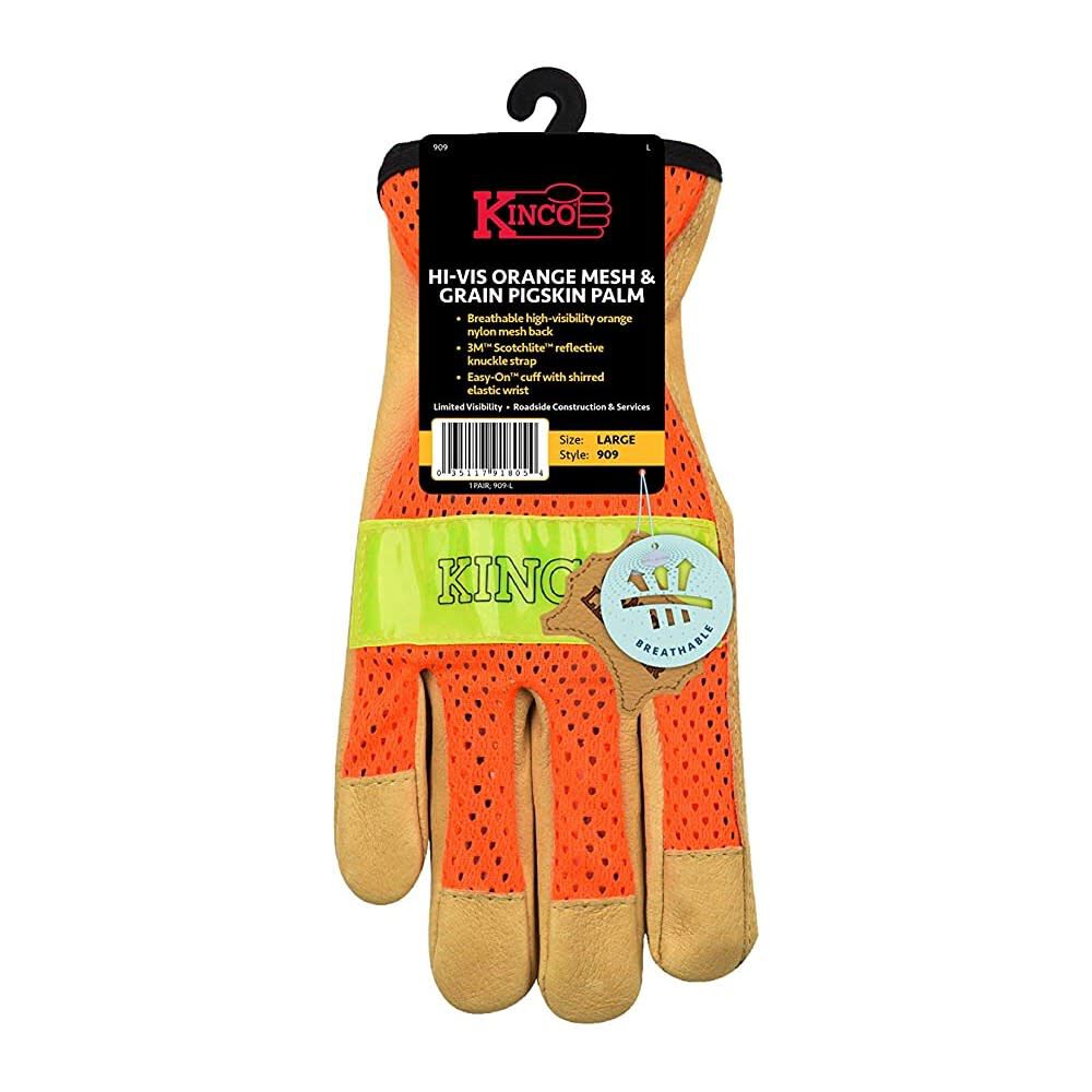 Hi-Vis Orange Mesh & Grain Pigskin Palm Glove 909K520