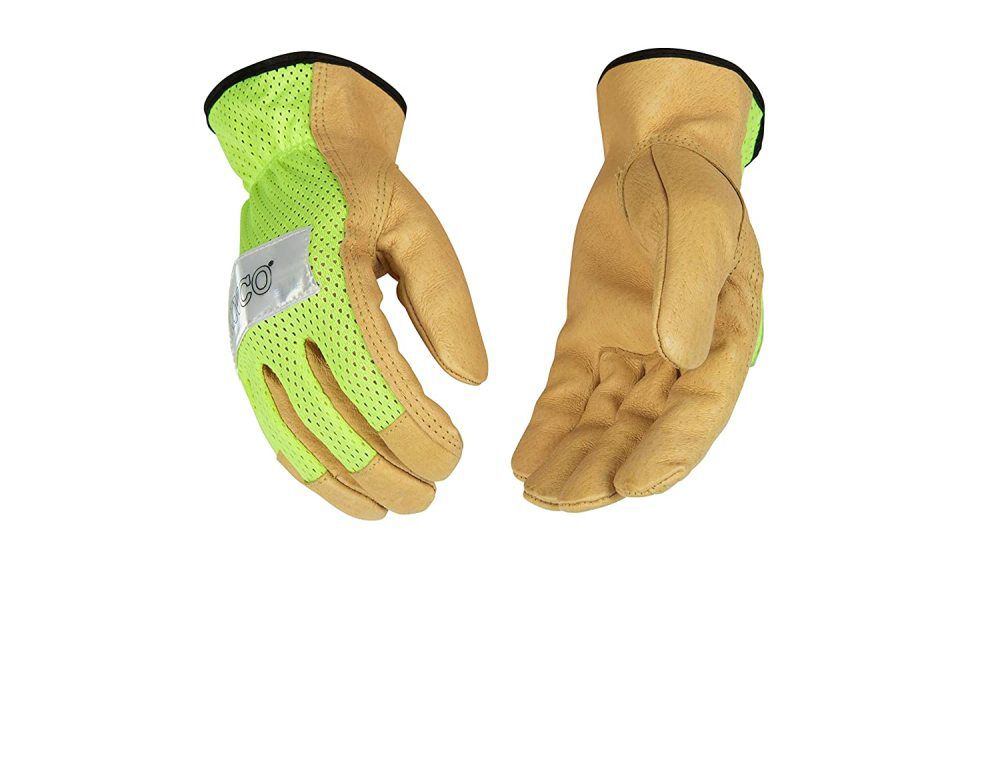 High-Visibility Lime Green Pigskin Leather Gloves 908K520