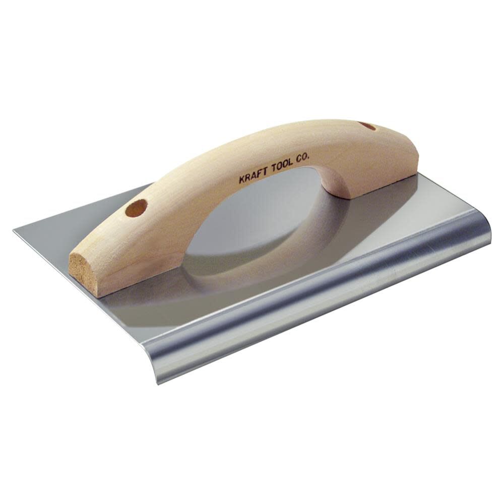 10 In. x 6 In. 1/2 In. R Stainless Steel Edger with Wood Float Handle CF902