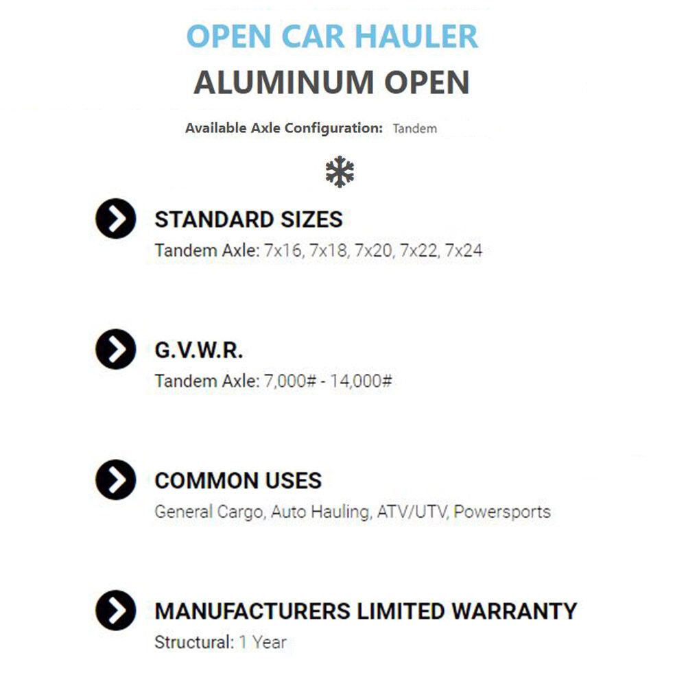 7'x20' Open Car Hauler Series Aluminum 7X20OCHTA35
