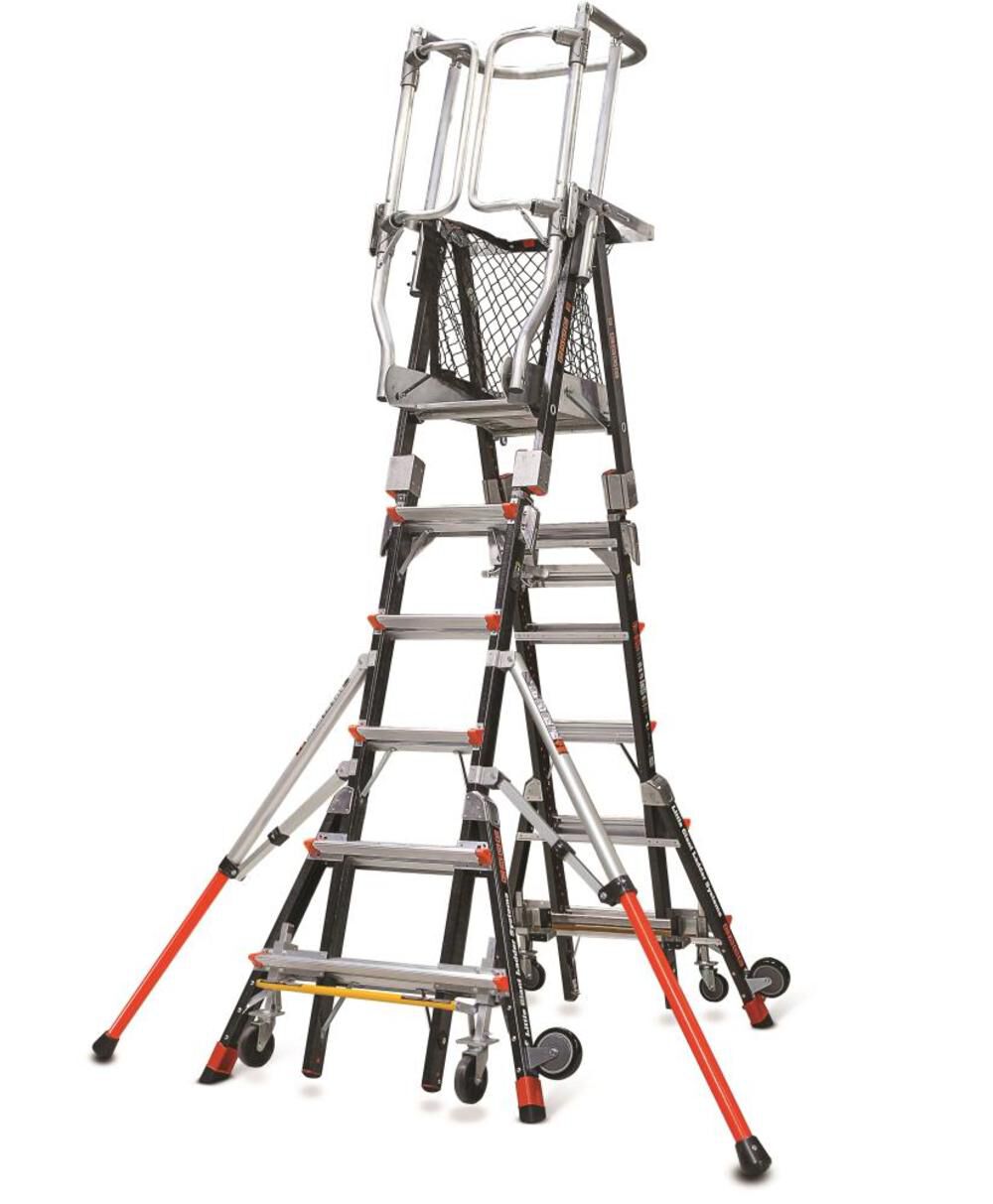 Compact Cage 6-ft Fiberglass Type 1aa- 375-lb Load Capacity Telescoping Platform Step Ladder 19506-815