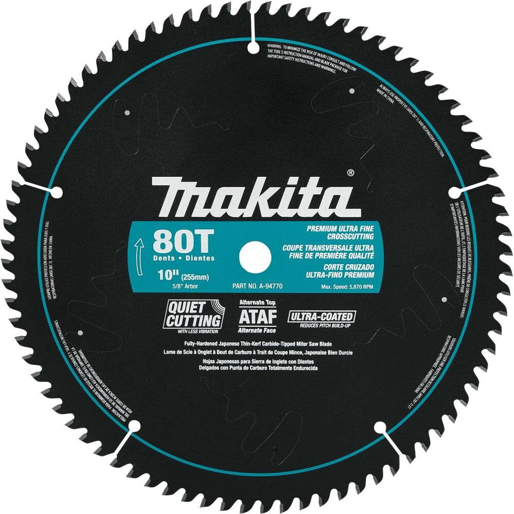 10 In. x 5/8 In. 80T Ultra-Coated Miter Saw Blade A-94770