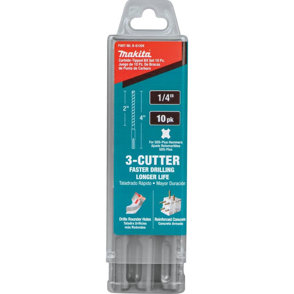 1/4in x 4in SDS-Plus Bit, 3-Cutter, 10pk B-61204