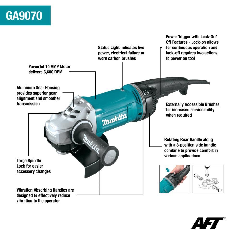 9in Angle Grinder with AFT and Brake GA9070X1