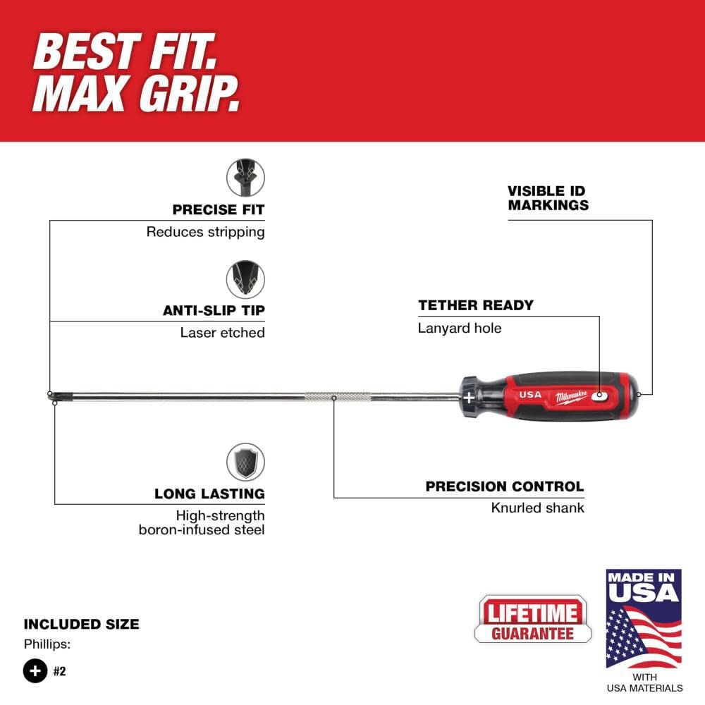 #2 Phillips 10inch Cushion Grip Screwdriver (USA) MT204