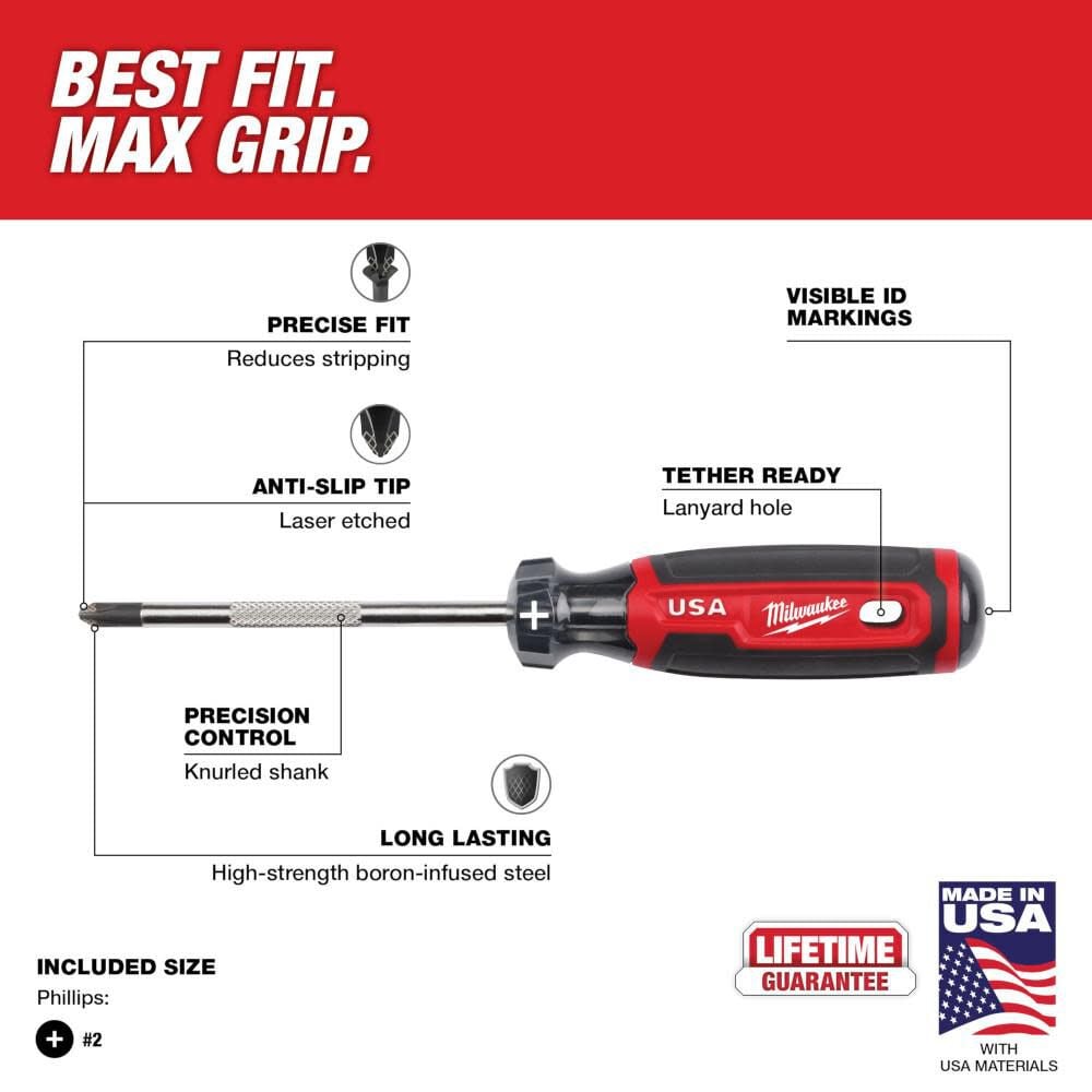 #2 Phillips 4inch Cushion Grip Screwdriver (USA) MT202