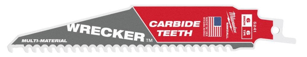 6inch 6 TPI THE WRECKER with Carbide Teeth SAWZALL Blade 1PK 48-00-5241