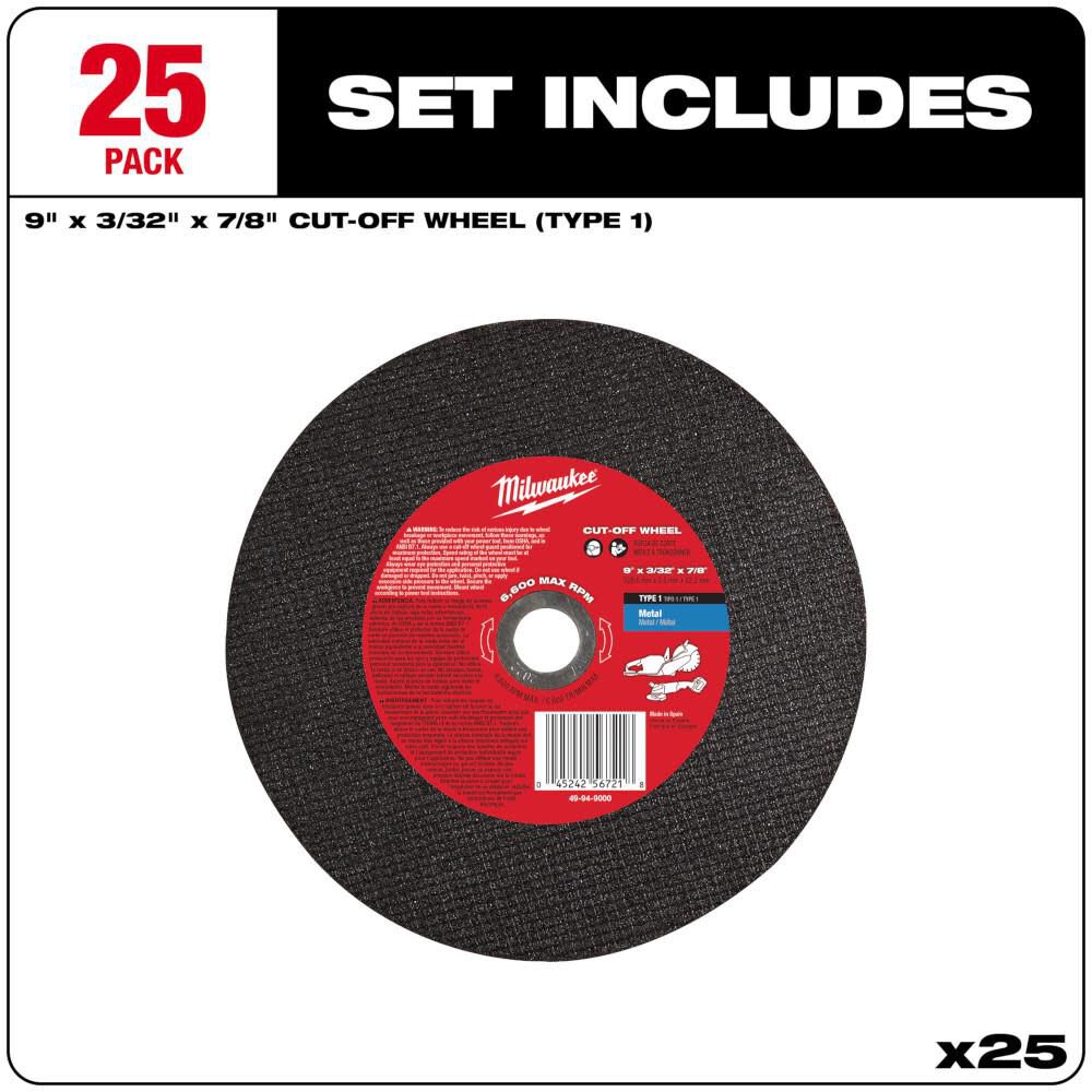 9inch X 3/32inch X 7/8inch Metal Cut-Off Wheel 49-94-9000