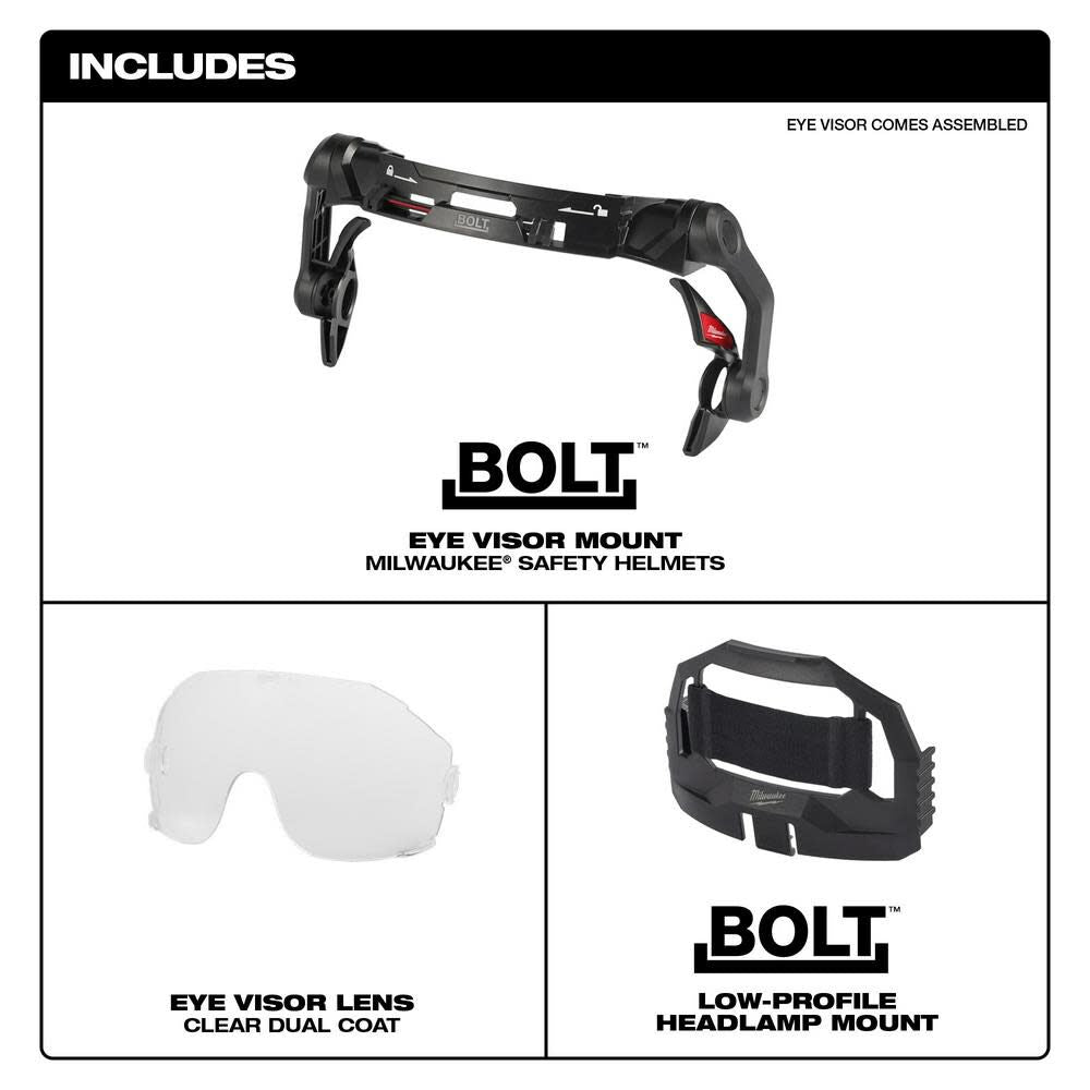 BOLT Eye Visor Clear Dual Coat Lens Compatible with Safety Helmets 48-73-1411