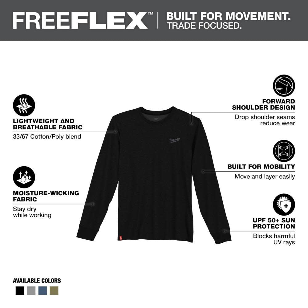 Hybrid Work Tee Long Sleeve Black 3X 604B-3X
