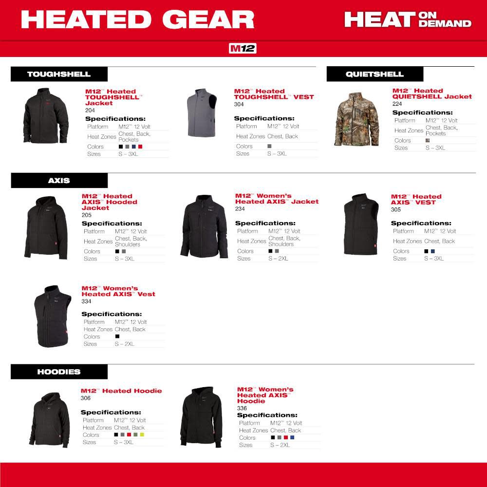 M12 Heated AXIS Vest 305B-21L