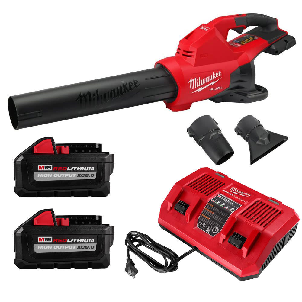 M18 FUEL Dual Battery Blower Kit with 2 REDLITHIUM HIGH OUTPUT Batteries & Dual Battery Charger Bundle 2824-20-1880X2-1802