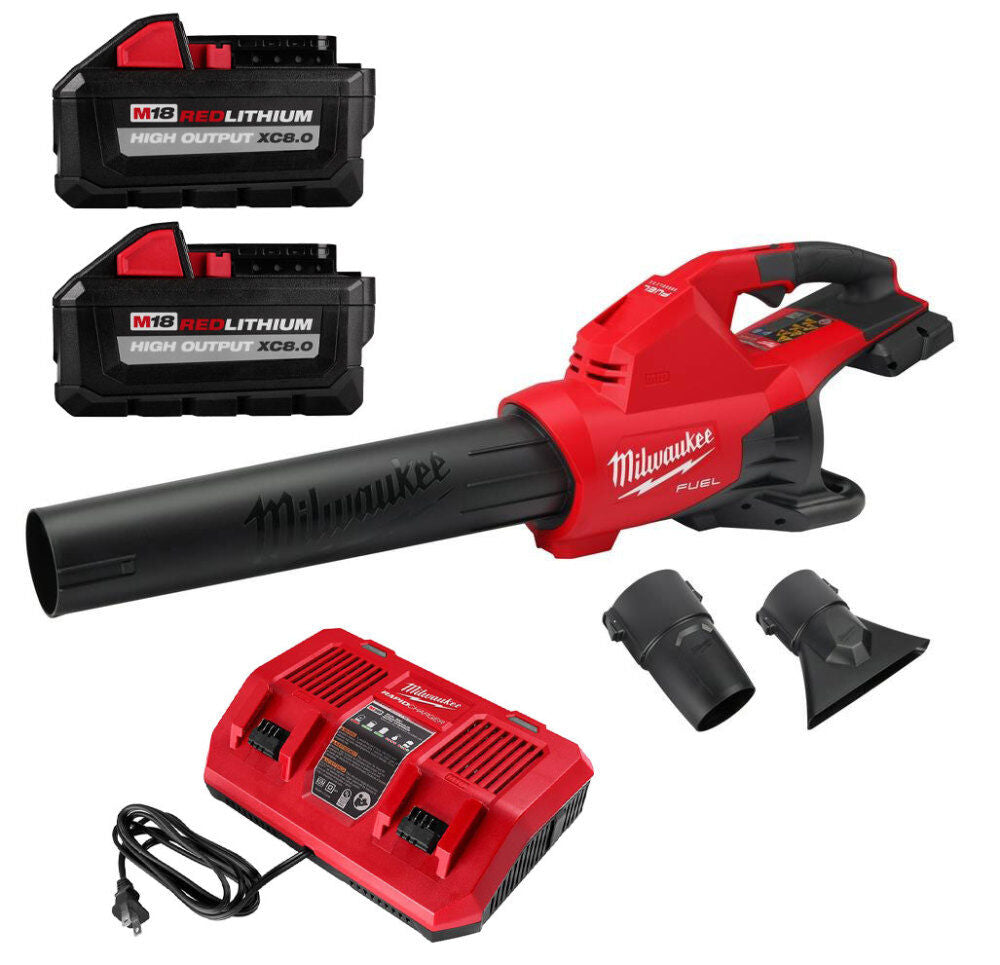 M18 FUEL Dual Battery Blower with Dual Bay Charger & 2ct REDLITHIUM High Output Battery Kit Bundle 2824-20-1802-1880X2