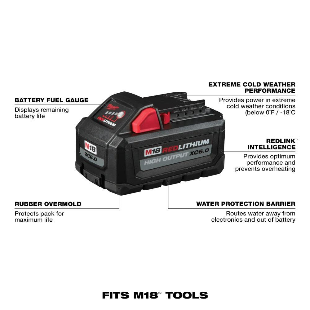 M18 FUEL PACKOUT 2.5 Gallon Wet/Dry Vacuum HIGH OUTPUT XC 6.0Ah Battery Pack 2pk Bundle 0970-20-48-11-1862