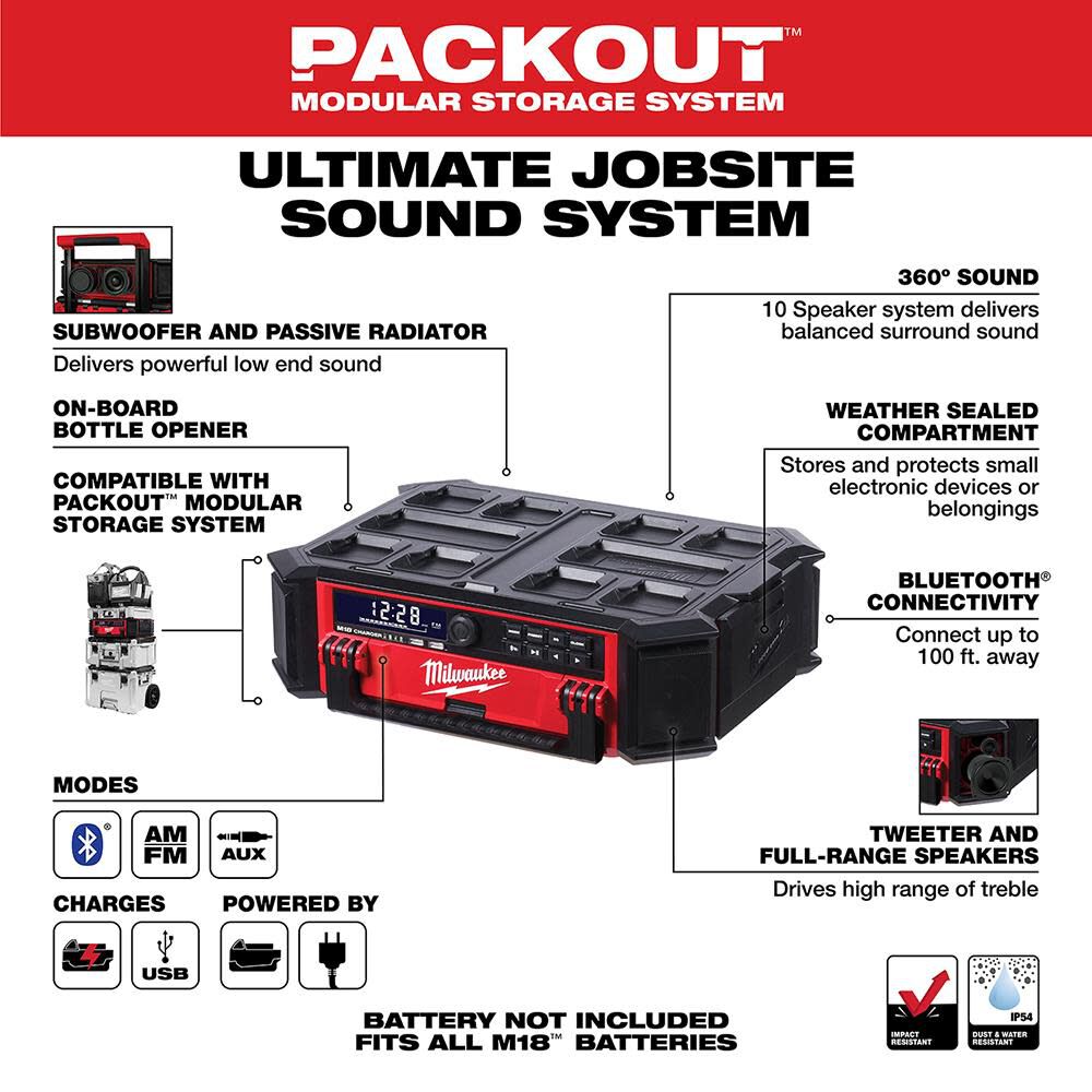 M18 PACKOUT Radio + Charger (Bare Tool) 2950-20