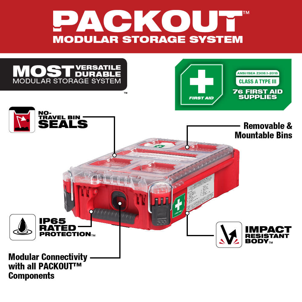 PACKOUT First Aid Kit Class A Type III 76pc 48-73-8435