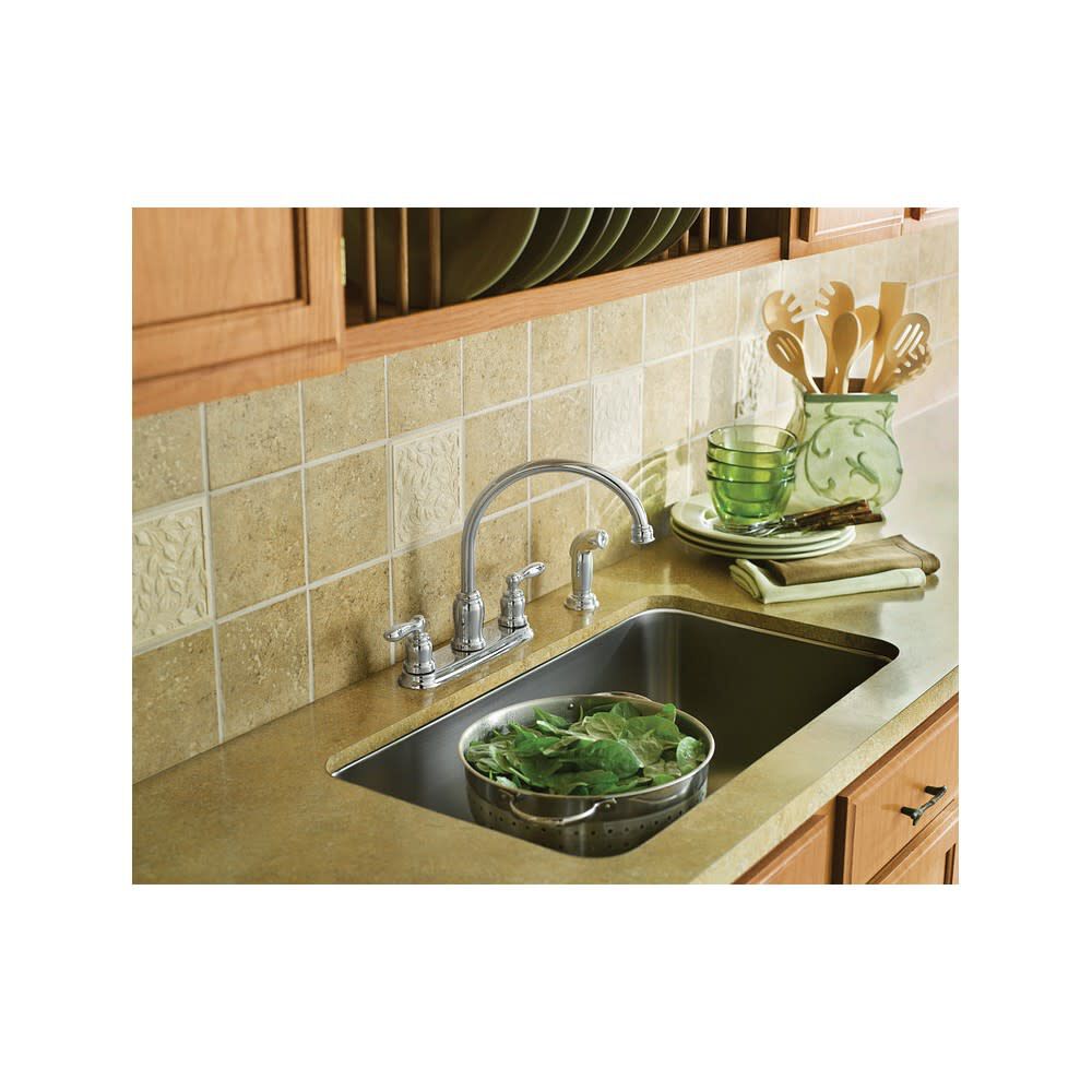 Caldwell Chrome 2 Handle High Arc Kitchen Faucet with Spray CA87888