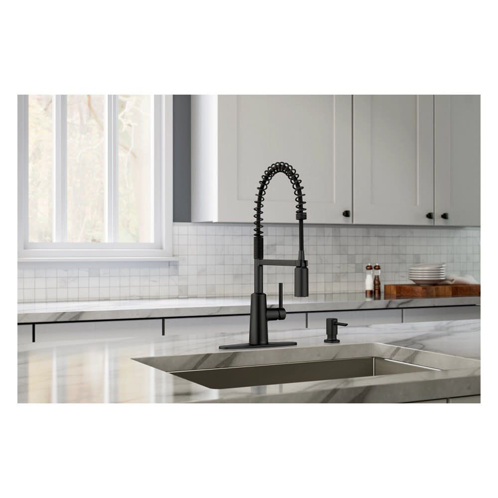 Nori Kitchen Faucet Matte Black Pre Rinse Spring Pulldown 87897BL