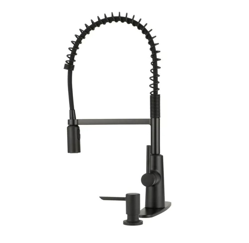 Nori Kitchen Faucet Matte Black Pre Rinse Spring Pulldown 87897BL