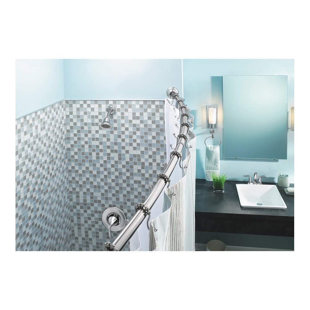Shower Rod Chrome 72in Adjustable Curved DN2160CH