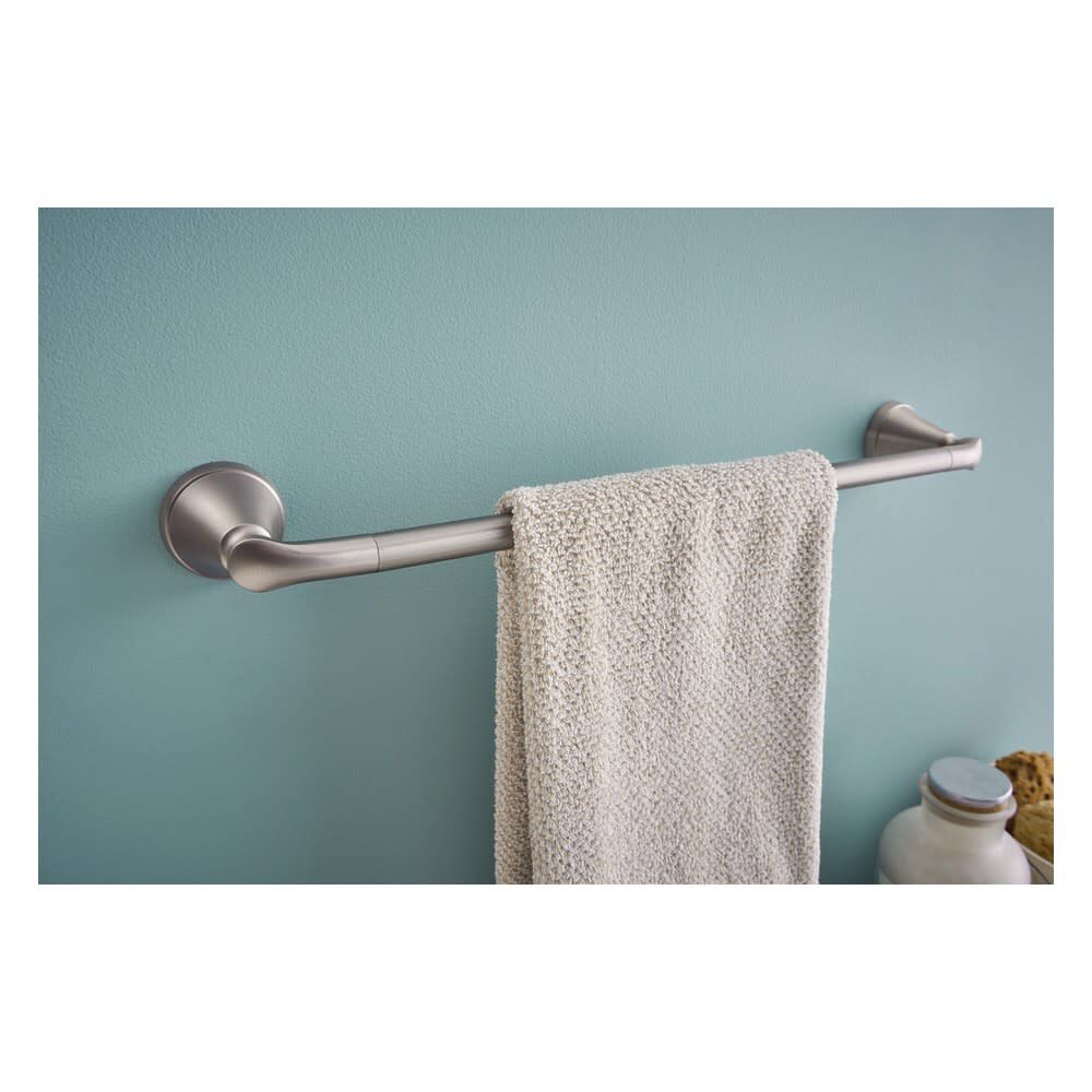 Tiffin Brushed Nickel 18in Towel Bar with Press & Mark Stamp MY4818BN